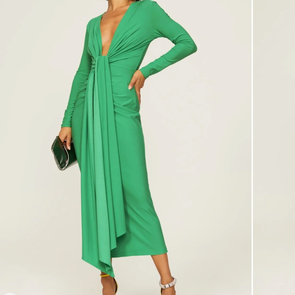 Solace London Lorena Knotted Stretch Crepe Midi Dress